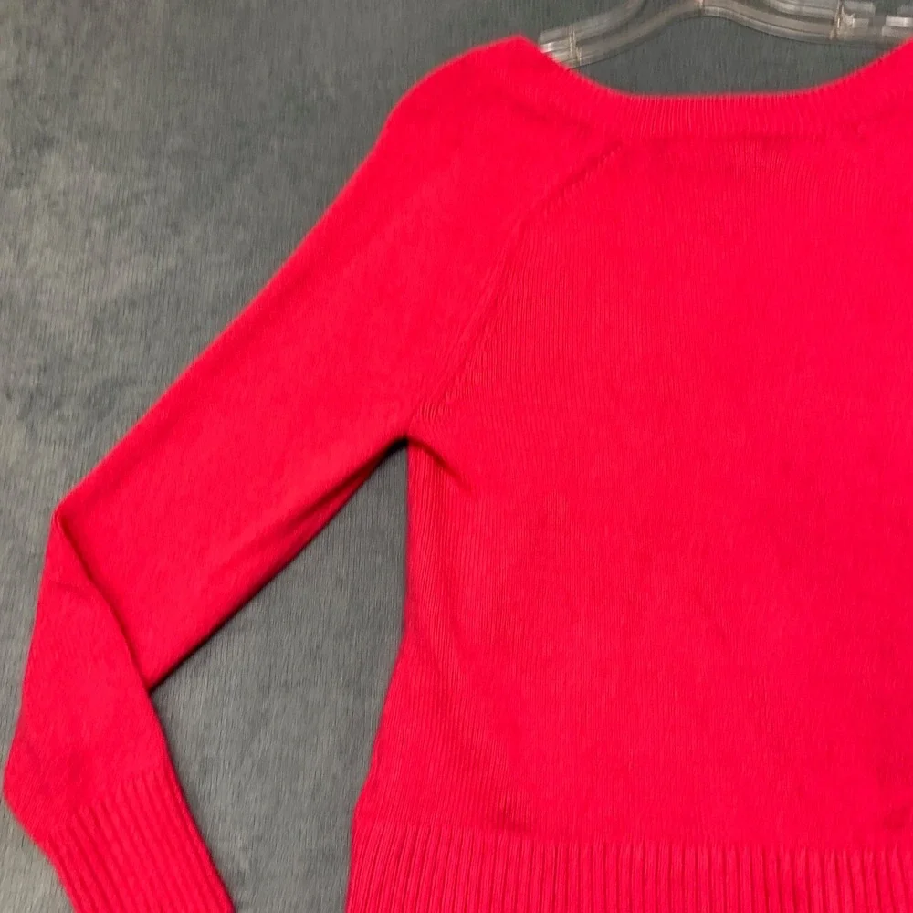 Banana Republic Sweater Womens XS Red V-Neck Ribbed Hem Long Sleeve Pullover